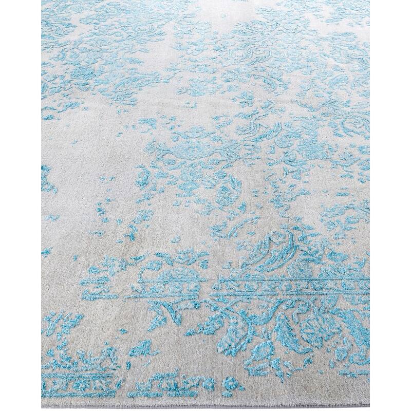 Ikat One-of-a-Kind Hand-Knotted Area Rug, Blue - 7' 10" x 10' 1"