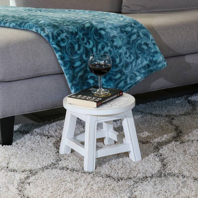 Carved Wooden Step Stool Stepstool Butterflies 11.00"x11.00"x10.00in