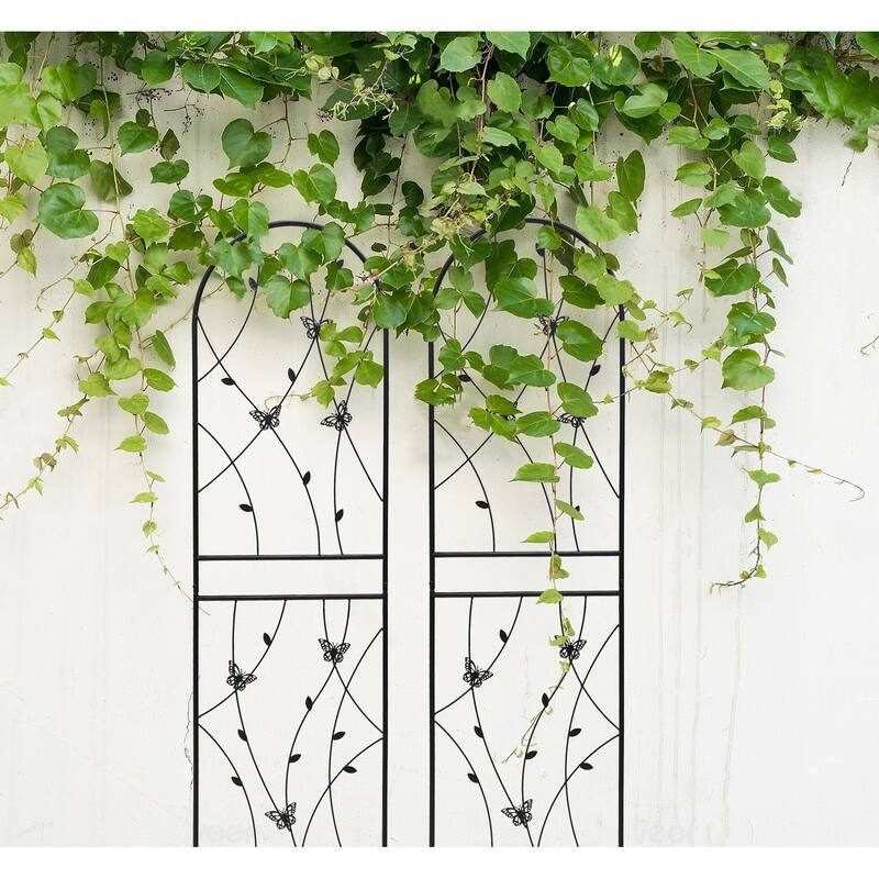 4 Pack Metal Garden Trellis Rustproof Trellis for Climbing Plants Outdoor Flower Support Black
