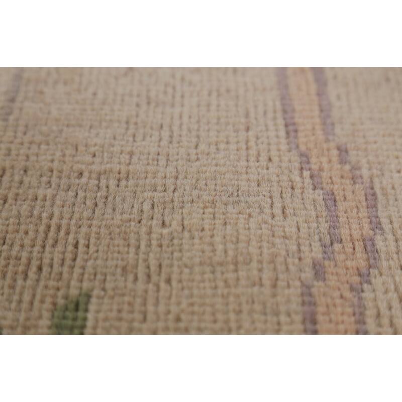 Hand Knotted Oriental 100% Wool Carpet Transitional All-Over Beige & Ivories Oushak Area Rug - 12' 3'' X 9' 4''