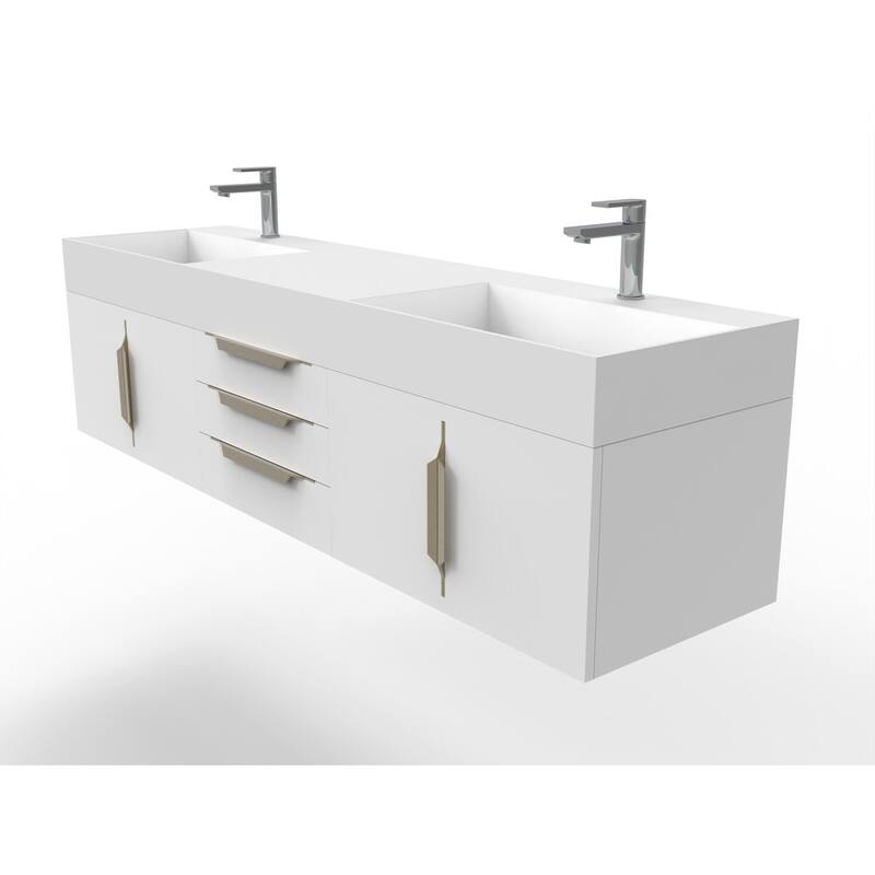 Amazon 72" Wall Mounted Bathroom Vanity Set w/ White Top