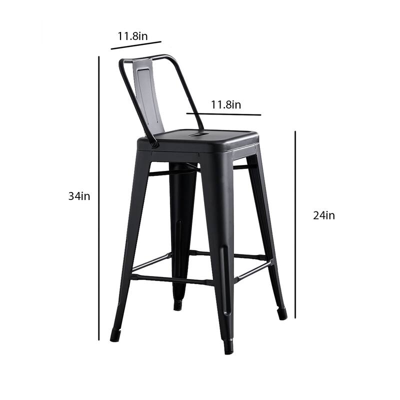 AC Pacific 24 Inch Metal Barstool Set of 2