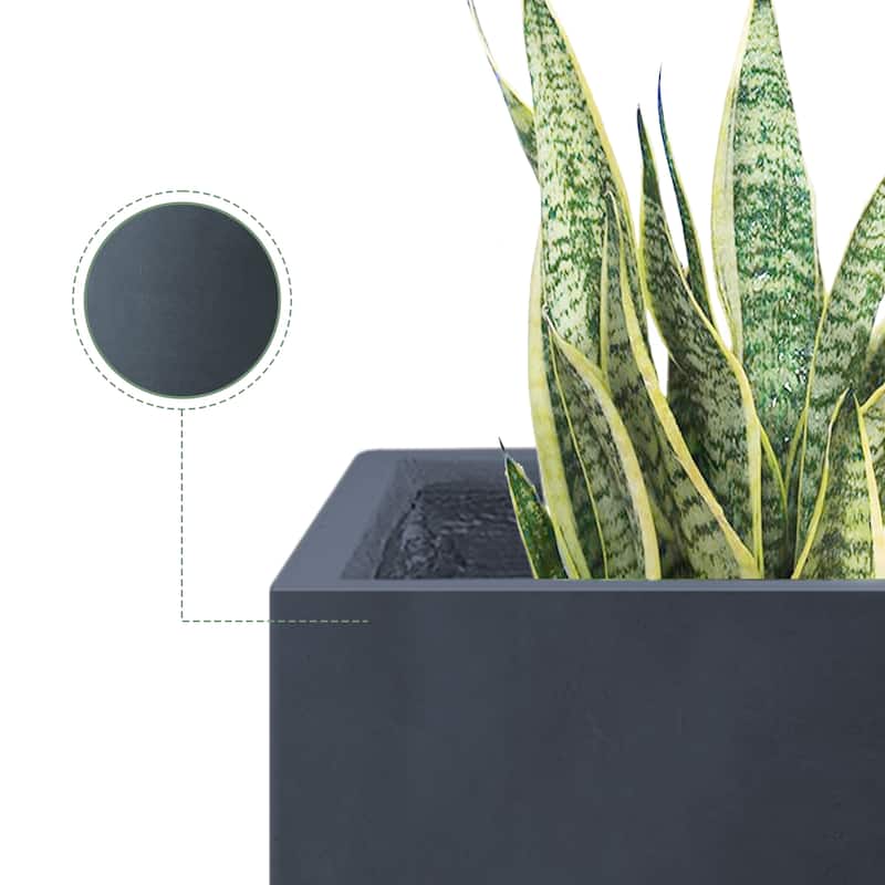 Durx-litecrete Lightweight Concrete Modern Square Granite Planter-Set of 3 :9.8'x9.8'x'9.8,11.8'x11.8'x11.8',15.7'x15.7'x15.7'