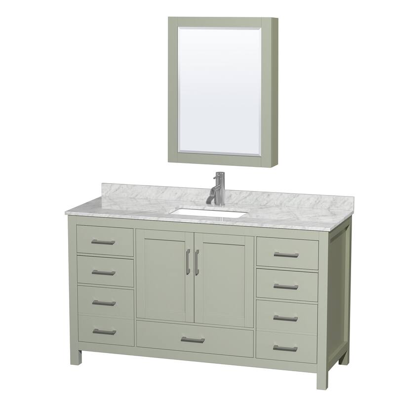 Wyndham Collection WCS141460SUNSMED Sheffield 60" Free Standing Single - Light Green / Brushed Nickel Hardware - Painted