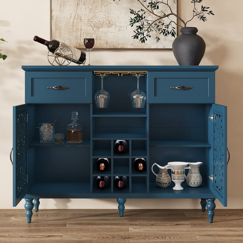 47.2" W Coffee Bar Wine Cabinet With Wine Rack