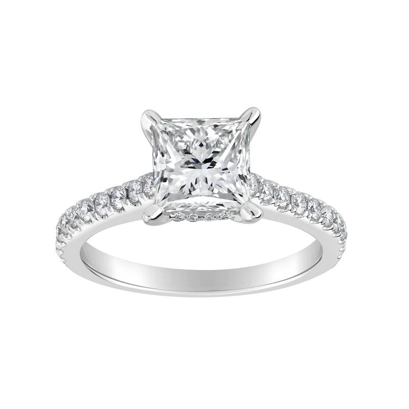 Auriya 14k-White Gold Lab Grown Princess Hidden-Halo Diamond Engagement Ring 2.45ct. tw. (F-G VS) - 8.5