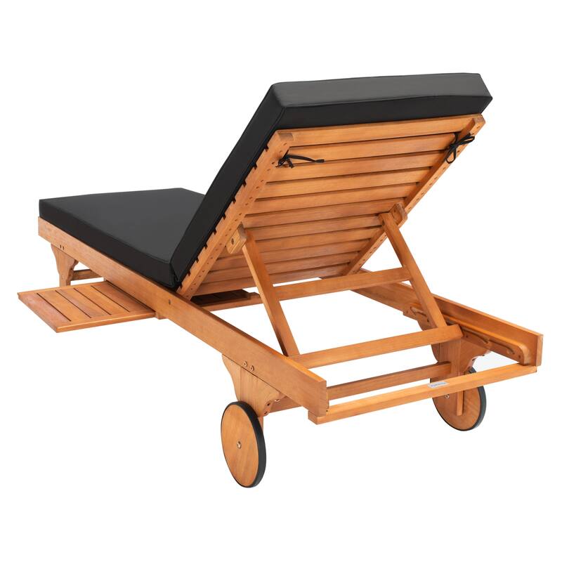 SAFAVIEH Outdoor Aubrie Adjustable Chaise Lounge Chair with Wheel.