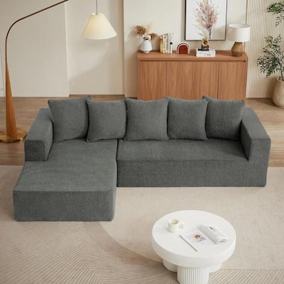 Chenille L-Shaped Sectional Sofa, Luxury Cloud Couch for Living Room