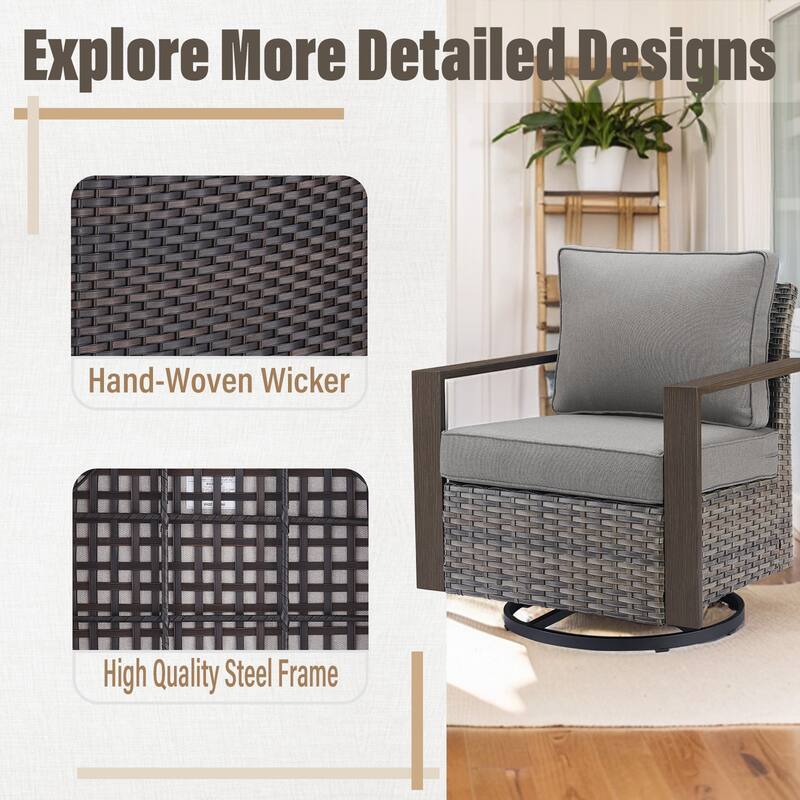Gymojoy Outdoor Wicker Rattan Sofa Patio Rcoking Chair Ottomans