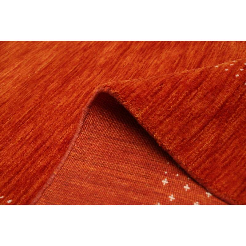 ECARPETGALLERY Hand Loomed Kashkuli Gabbeh Orange Wool Rug - 4'11 x 8'0