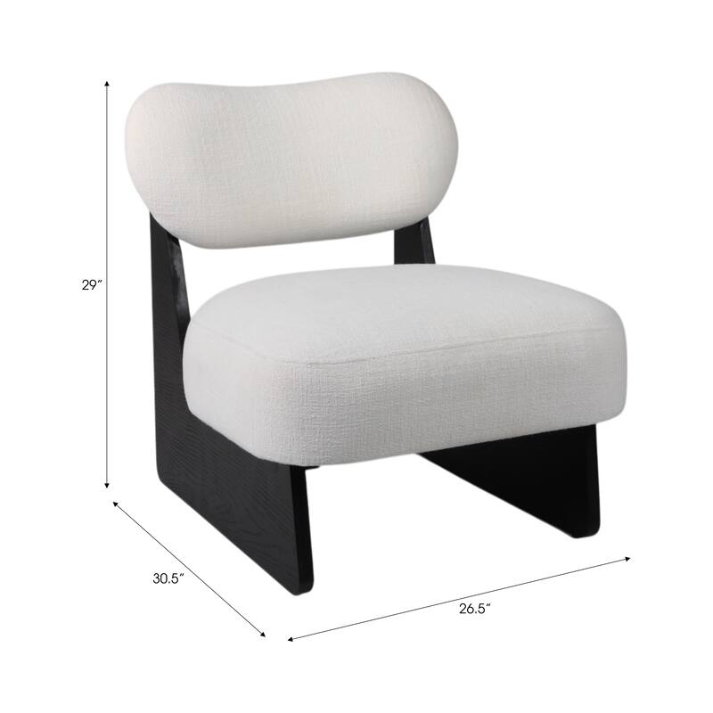 Wood and Non-Woven Fabric Curved Backrest Accent Chair - 29" White - 26.5" x 30.5" x 29"