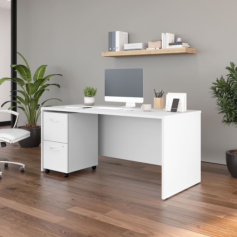 Studio C 66W x 30D Office Desk with Drawers by Bush Business Furniture - White