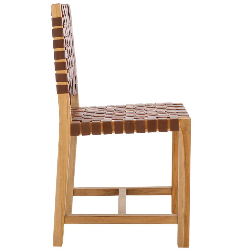 SAFAVIEH Arlene Solid Wood & Leather Dining Chair (Fully Assembled) - 18.3 In. W x 20.3 In. D x 33.7 In. H - 18Wx20Dx34H