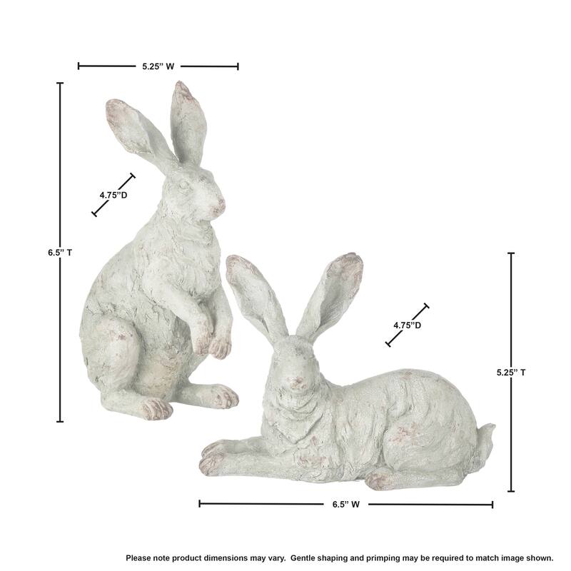 Resin Weathered Garden Rabbit 8.5" Set of 2