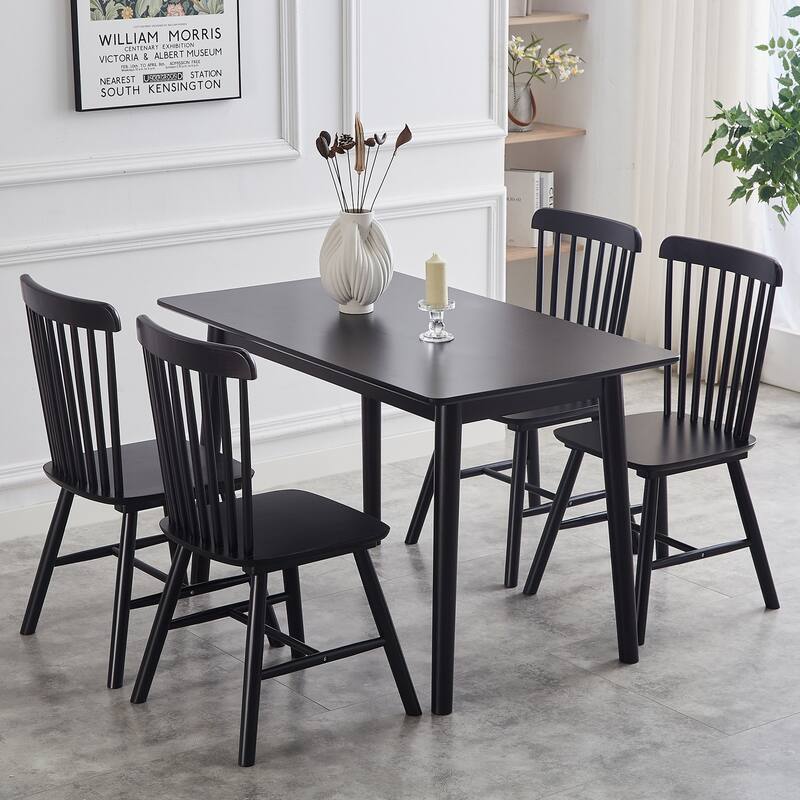 Modern Solid Wood Dining Chairs with Curved Backrests (Set of 4)