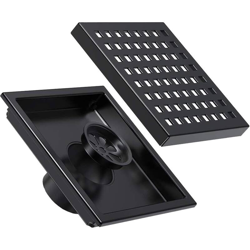 Ixir Square Stainless Steel Shower Drain Matte Black Bed Bath
