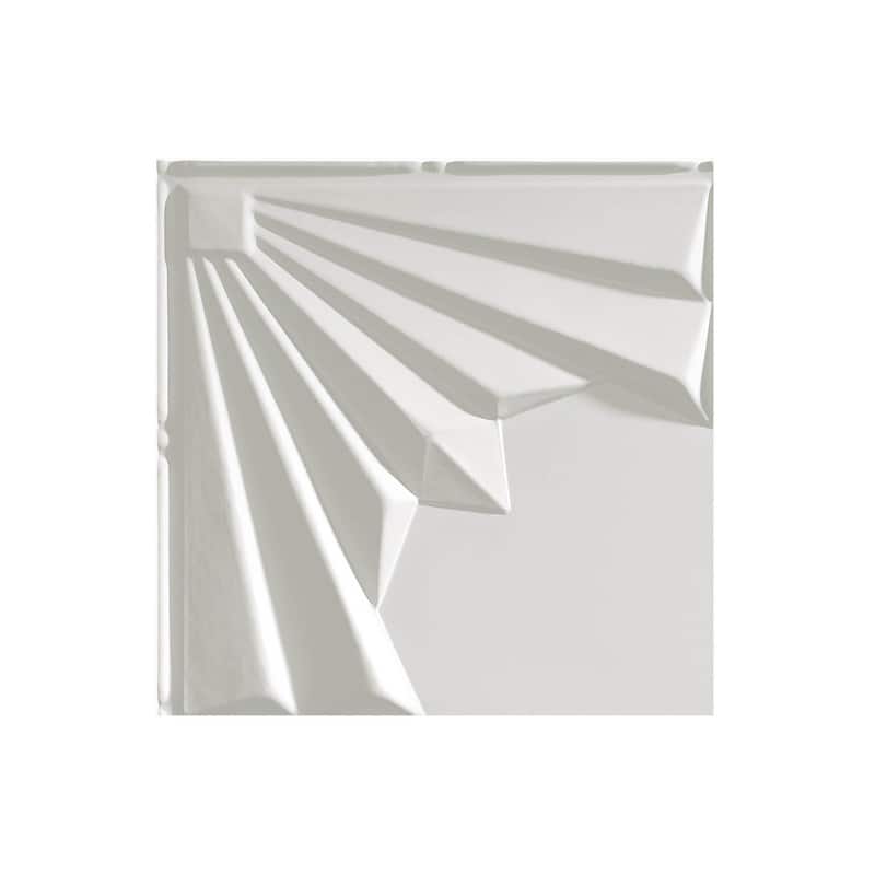 Fasade Art Deco Decorative Vinyl 2ft x 2ft Lay In Ceiling Tile in Matte White (5 Pack) - 12x12 Inch Sample