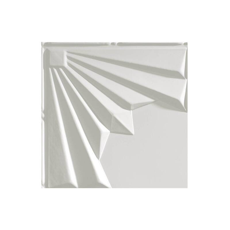 FASÄDE Art Deco Decorative Vinyl 2ft x 4ft Glue Up Ceiling Panel in Gloss White (5 Pack) - 12in x 12in Sample - Gloss White