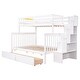 preview thumbnail 8 of 7, White Twin over Full Pine Wood Bunk Bed with Staircase Storage and 2 Drawers, Convertible into 2 Beds