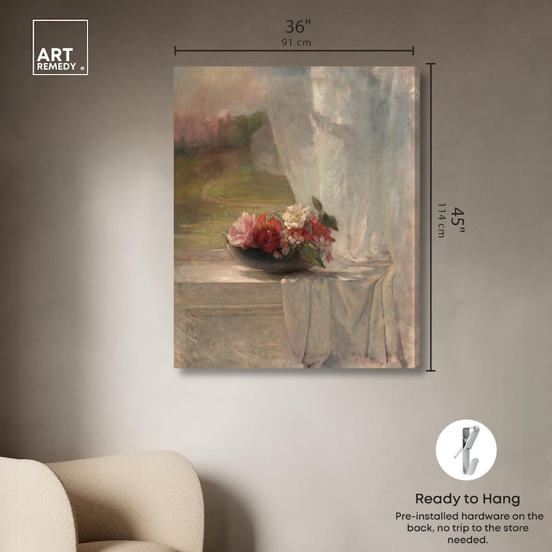 Flowers on a Window Ledge 1861 Canvas by Art Remedy, Gallery Wrapped