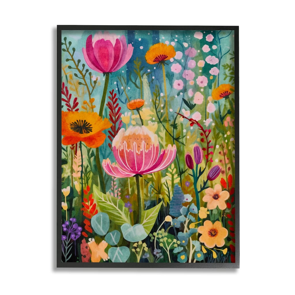 Stupell Whimsical Floral Garden Framed Giclee Art Design by LSR Design Studio
