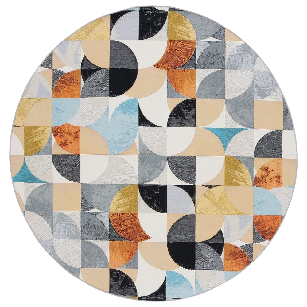 SAFAVIEH Barbados Nery Mid-Century Modern Abstract Waterproof Patio Backyard Rug