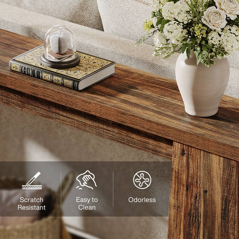 70.9-Inch Farmhouse Entryway Sofa Table Behind Couch