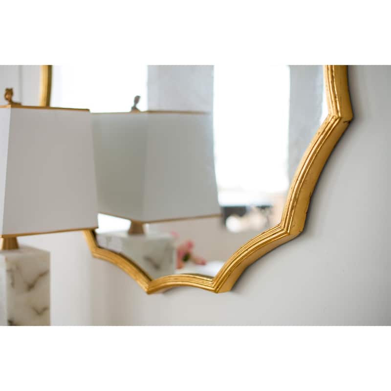 Round Sunburst Wall Mirror with Gold Finish