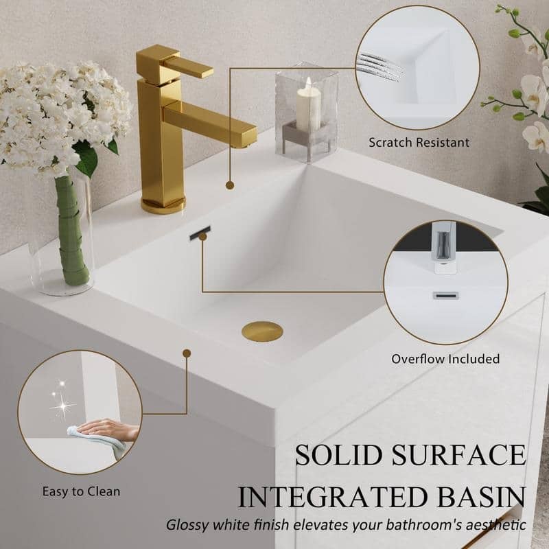 Abruzzo 24" Freestanding Bathroom Vanity with Stone Resin Sink and Two Soft Close Drawers