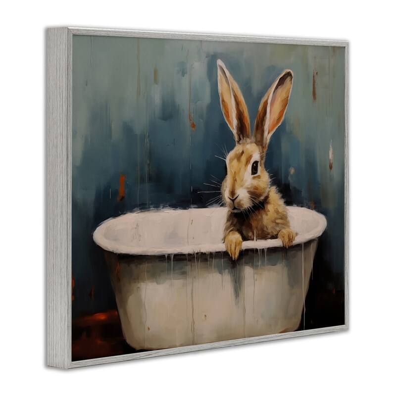 Stupell Baby Bunny in Tub Framed Giclee Art Design By Arlington Prints