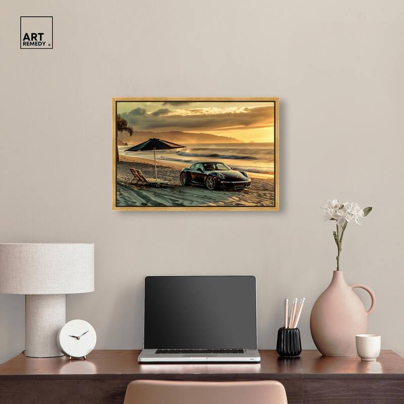 Lovely Sunset Beach Drive Canvas by Art Remedy