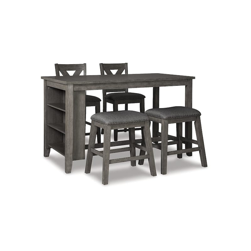 Signature Design by Ashley Caitbrook Gray 5-Piece Counter Height Dining Package
