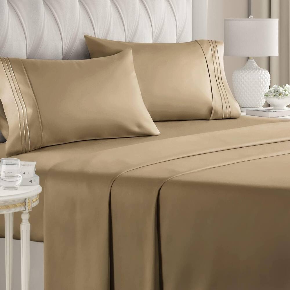 CGK Linens Brushed Microfiber Soft Wrinkle free 4 Piece Bed Sheet Set