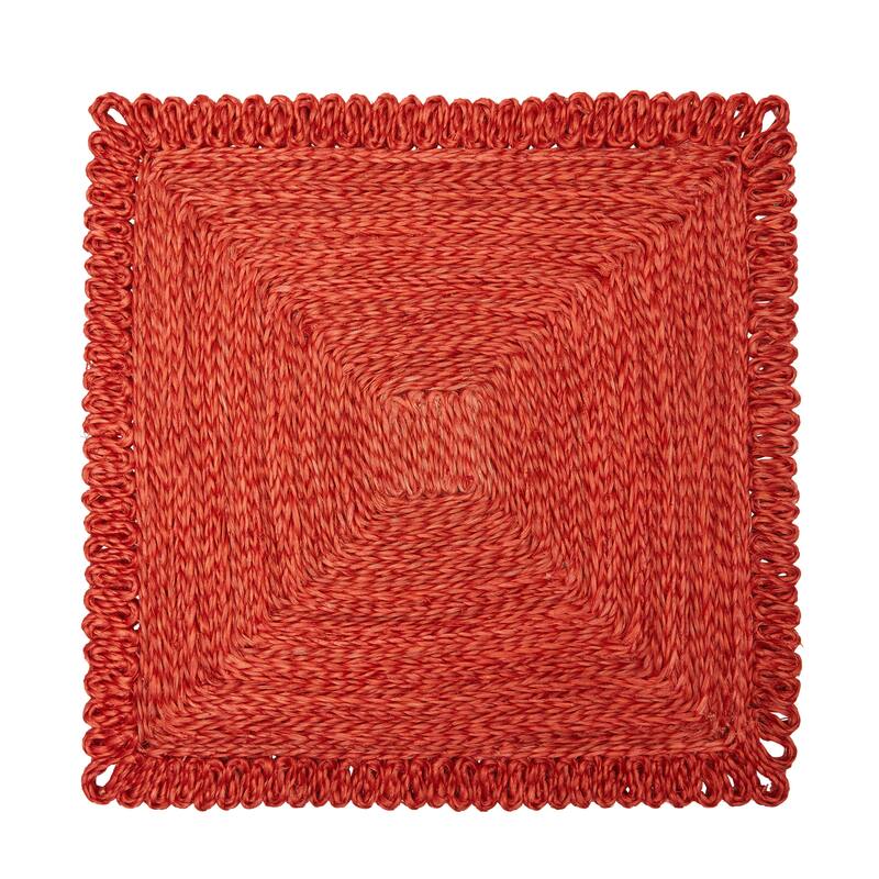 Caravan Loopy Square Place Mat - Set of 4 - 14" - 14 x 14 - Red