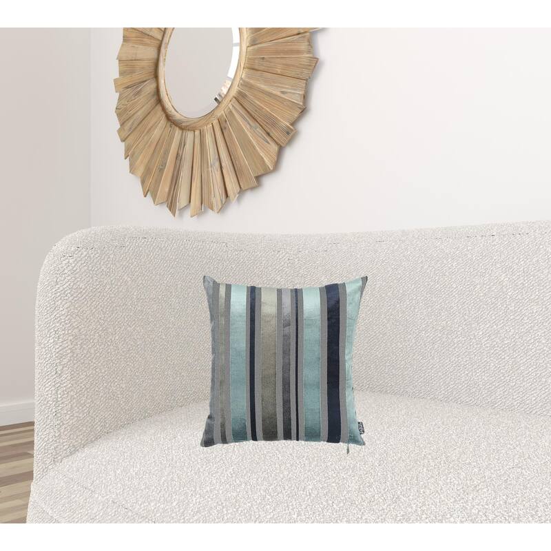 Set Of 2 Blue Variegated Stripe Decorative Pillow Covers - Blue