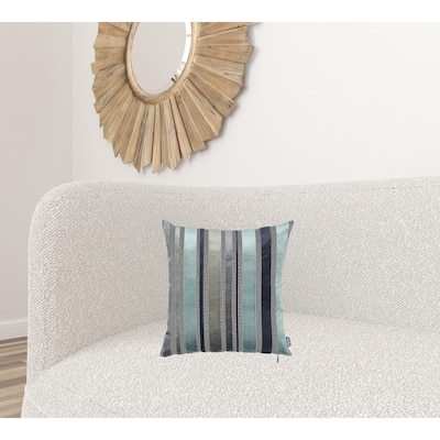 Set Of 2 Blue Variegated Stripe Decorative Pillow Covers