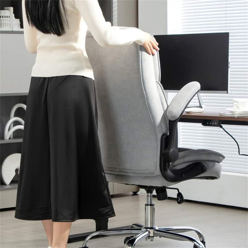 Comfortable Adjustable Height Velvet Desk Chair with Tilt Recline and Swivel Seat Steel Base - 27.6" W x 27.6" D x 44.9" -48" H