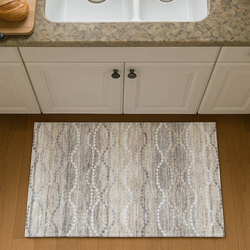 Premium Washable Super Soft Pixy Stripes Mayfield Rug - Beige - 1'8" x 2'6"