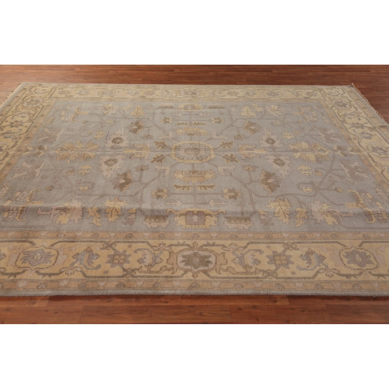Gray Oushak Indian Area Rug Handmade Wool Carpet - 8'0"x 9'11"