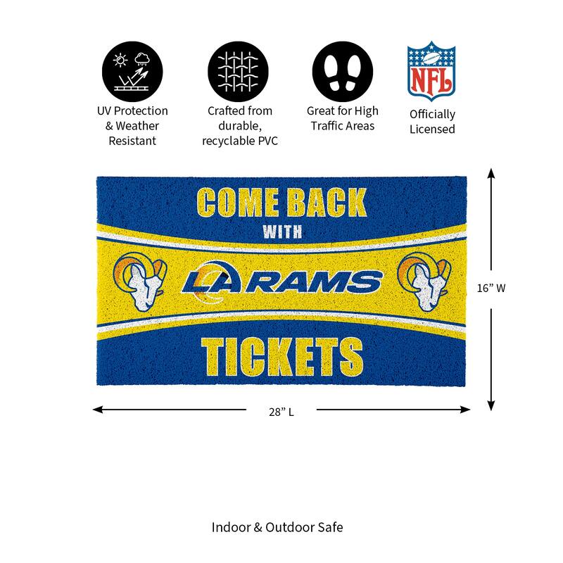 Los Angeles Rams 28 in. x 16 in. PVC "Come Back With Tickets" Trapper Door Mat