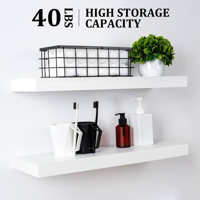 2 Piece Pine Veneer Wood Wall Mounted Floating Shelf