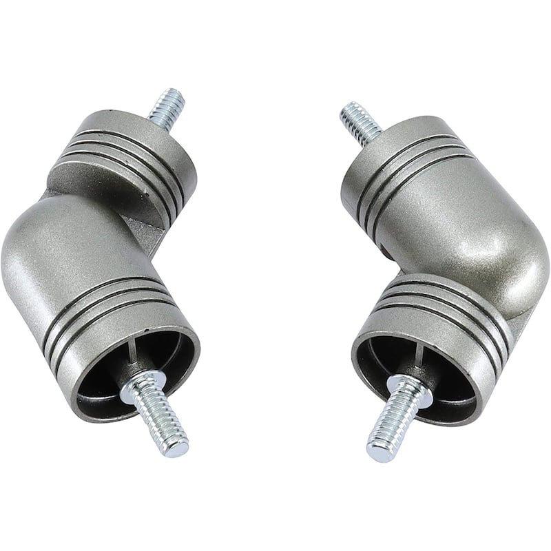 MERIVILLE Hinged Elbow Connector - Designed for Bay Window Curtain Rods or Corner Drapery Rods up to 1-inch Diameter - Pewter - For 1 1/8" rod