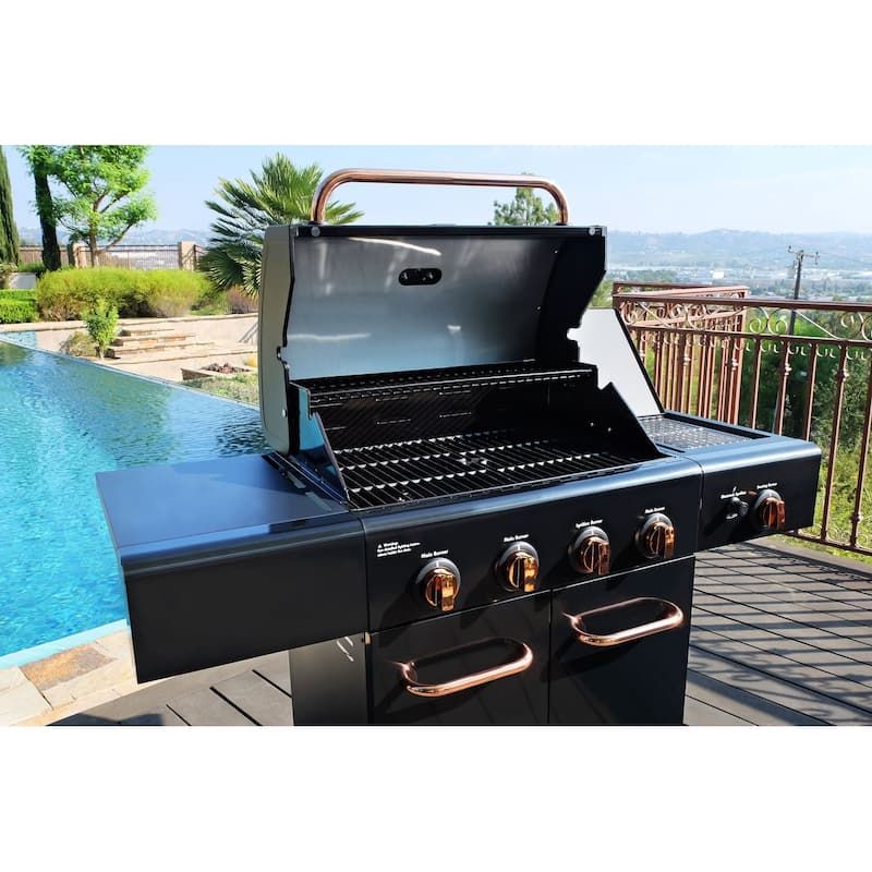 Kenmore 4-Burner Propane Gas Grill with Searing Side Burner in Black/Copper