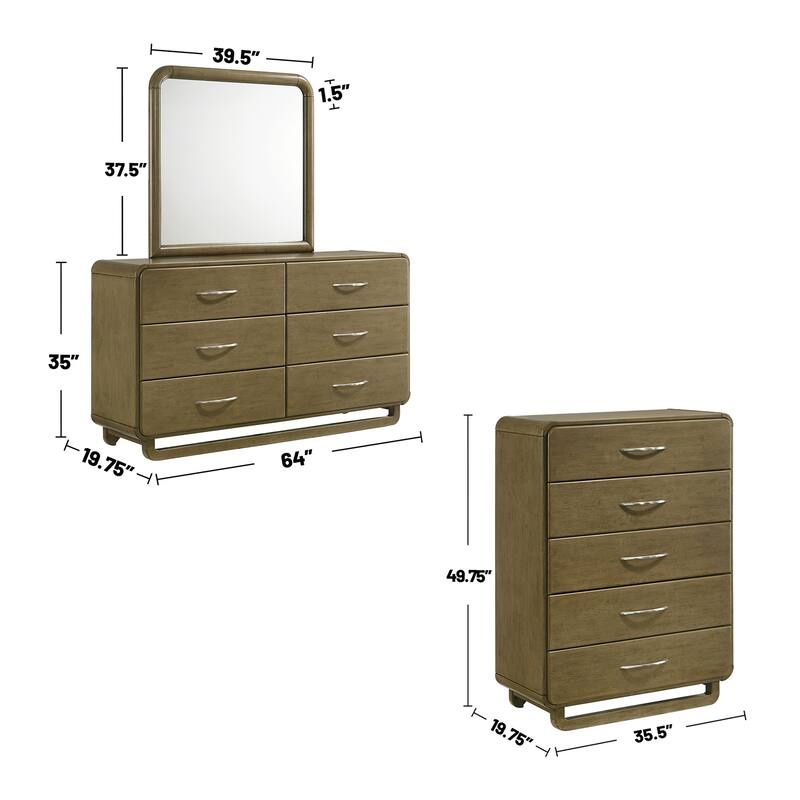 Upholstered Queen Size Bedroom Set in Nutmeg and Beige