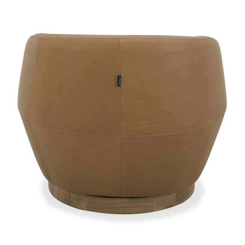 Divani Casa Agatha Modern Tan Leather Swivel Accent Chair