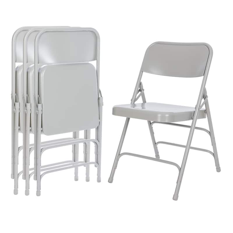 Hampden Furnishings Bernadine Collection All Metal Triple Brace Folding Chair, Pack of 4