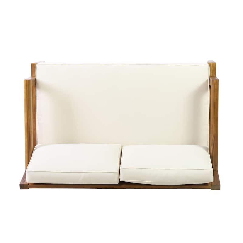 Rossville Outdoor Acacia Wood Loveseat and Coffee Table Set by Christopher Knight Home
