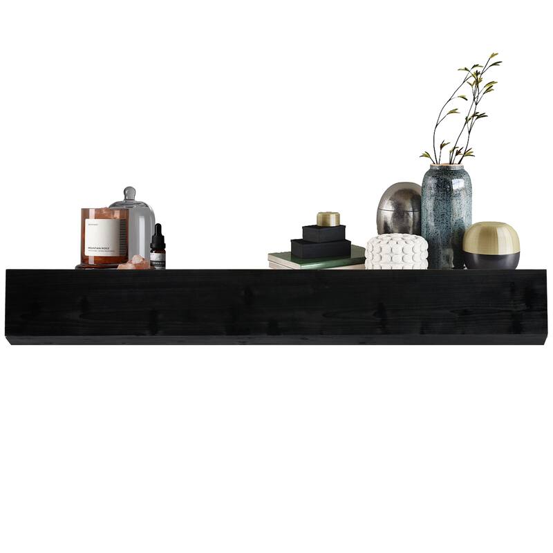 60" Fireplace Mantel Fir Wood Wall-Mounted & Floating Shelf - Black