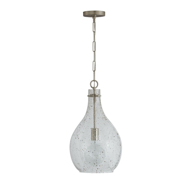 slide 2 of 8, Rabun 1-light Hanging Pendant w/ Clear Stone Seeded Glass Brushed Nickel