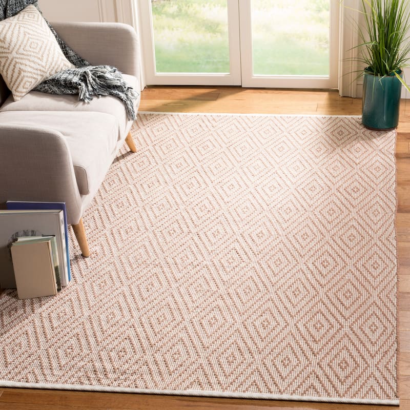 SAFAVIEH Handmade Flatweave Montauk Oushak Cotton Rug - 4' x 6' - Beige/Ivory